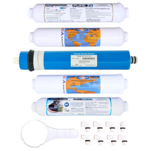 5-Stage Universal Countertop RO Replacement Filters – Sediment, T28, RO Membrane, DI, T33