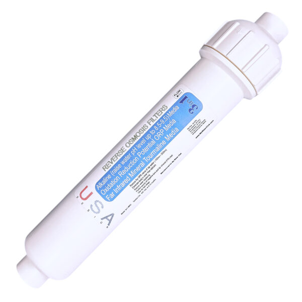 4-in-1 Alkaline, ORP, Tourmaline & Calcite Inline Post Filter — 10″ × 2″, 1/4″ or 3/8″ QC — SKU 3IN1-MAF