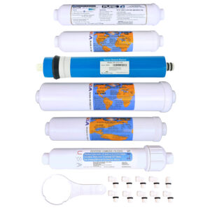 6-Stage Heavy-Duty Countertop RO Replacement Filter Kit — 150 GPD Membrane, Softener, KDF-55/T33, 3-in-1 Alkaline, Wrench & 10 Fittings — SKU 006-BPSETM2