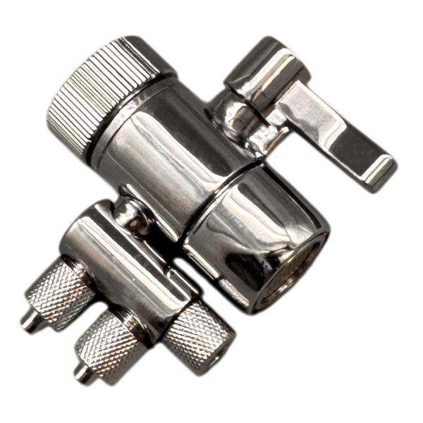 Dual Kitchen Faucet Diverter — Fits 55/64″ Male-Threaded Spouts, Dual Outlet for Countertop RO — SKU DUAL-DIVERTER