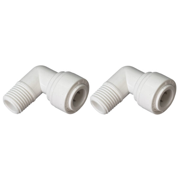 1/4″ MPT × 3/8″ OD Quick-Connect 90° Elbow Fittings — 2-Pack — SKU FT-EL-14-QC38