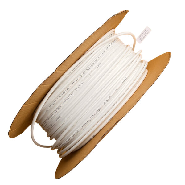 1/4″ OD White RO Tubing — Polyethylene for Quick-Connect Water Filter Systems, 3 / 10 / 20 / 50 ft — SKU TU-14-W