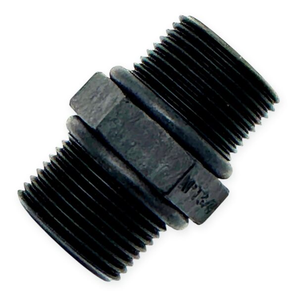 Plastic PVC Union Nipple Connector – 3/4″ MNPT × 3/4″ MNPT with O-Ring