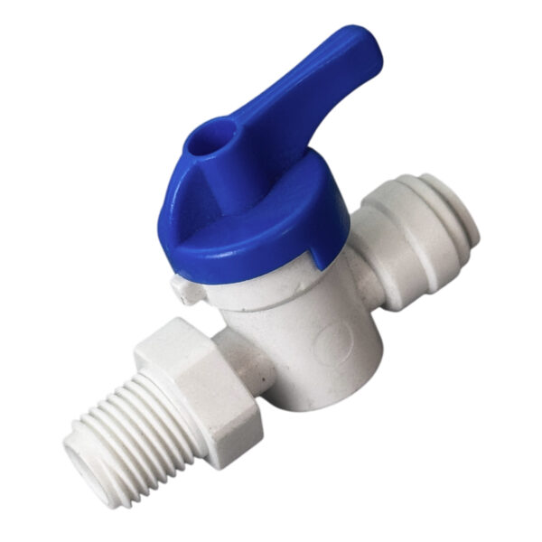 1/4″ Thread × 1/4″ OD Quick-Connect Straight Ball Valve — Quarter-Turn RO Shut-Off — SKU BV-14-QC14