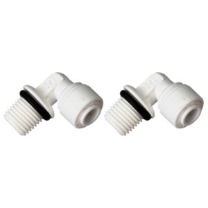 1/4″ MNPT × 1/4″ OD Quick-Connect 90° Elbow Fittings — O-Ring Seal, 2-Pack — SKU FT-EL-14-QC14-R