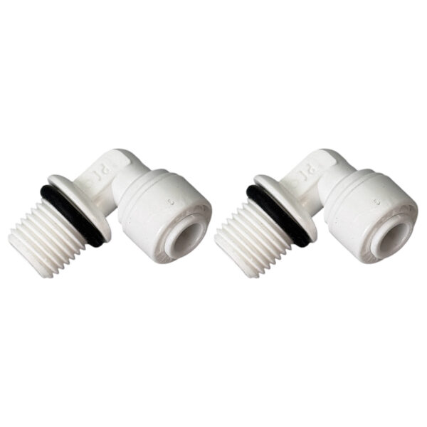 1/4″ MNPT × 1/4″ OD Quick-Connect 90° Elbow Fittings — O-Ring Seal, 2-Pack — SKU FT-EL-14-QC14-R