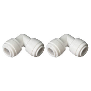 3/8″ OD Tube-to-Tube Quick-Connect 90° Elbow Fittings — 2-Pack — SKU FT-EL-QC38-QC38