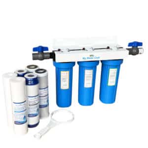 3-Stage Whole House Water Filtration System, 3/4″ Port with 2 valves and Extra 3 Filters Set, SKU# SKU: WHF-34F2 - Image 1