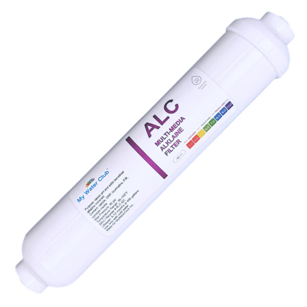 Inline Alkaline & Remineralization Post Filter — 10″ × 2″, 1/4″ or 3/8″ Quick-Connect — SKU ALK-QC