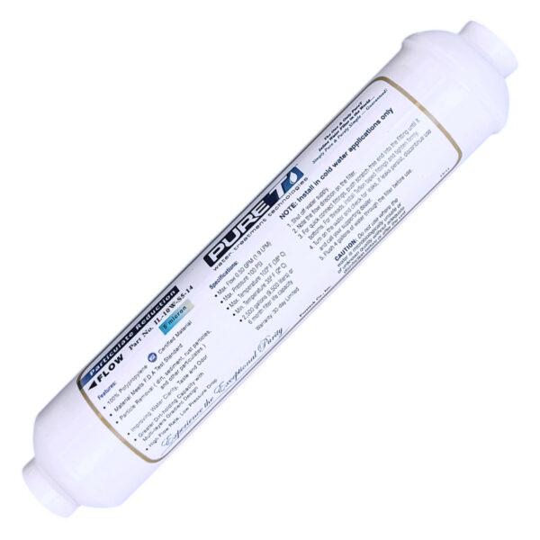 PureT 5-Micron Inline Sediment Filter — 10″ × 2″, 1/4″ Quick-Connect — SKU IL-10W-S5-EZ14