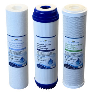 Replacement Set (3 pcs) for 3 Stage Whole House Filtration Systems. Replacement Set of 3 filters: Sediment, GAC, Premium Activated Carbon Block (Premium Set)