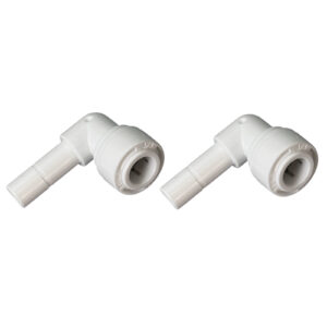 1/4″ Stem × 1/4″ OD Quick-Connect 90° Elbow Fittings — 2-Pack — SKU FT-EL-STEM14-QC14
