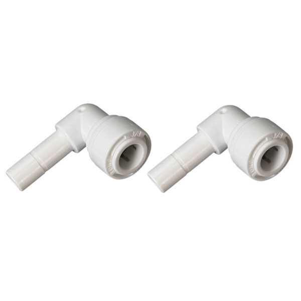 1/4″ Stem × 1/4″ OD Quick-Connect 90° Elbow Fittings — 2-Pack — SKU FT-EL-STEM14-QC14