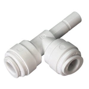 1/4″ Stem × Dual 1/4″ OD Quick-Connect Tee Fitting — SKU FT-TEE-STEM14-QC14-QC14
