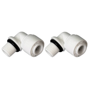 1/8″ MNPT × 1/4″ OD Quick-Connect 90° RO Elbow Fittings — 2-Pack