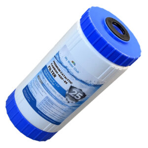 10" x 4.5" Catalytic Carbon + KDF-85 Water Filter – 25 Micron, Whole House Big Blue Replacement, Reduces Chlorine, Chloramine & Heavy Metals, SKU# CATKDF85-10BB