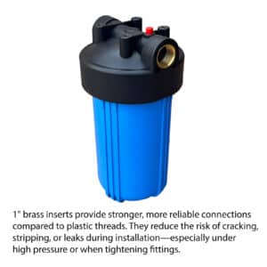 Dual Stage 10" x 4.5" Whole House Water Filtration System – 1" NPT, Pressure Release, Brass Inserts – Includes Sediment & CTO Carbon Block + Extra Filter Set, SKU# WHS-2SC-10BB-E - Image 5