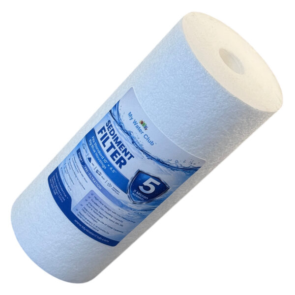 10" x 4.5" Sediment Water Filter – 5 Micron, Big Blue Whole House Replacement, Extra Capacity, Removes Dirt, Sand & Rust, SKU: SED5-10BB