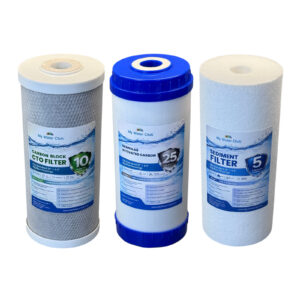 Triple-Stage Whole House Replacement Filter Set Big Blue — Sediment + GAC + Carbon Block CTO, 10″ x 4.5″