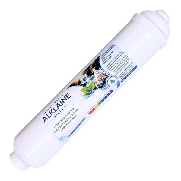 Alkaline MultiMedia Inline Remineralization Filter — 10″ × 2″, 3/8″ Quick-Connect — SKU ALC-FMB-QC38