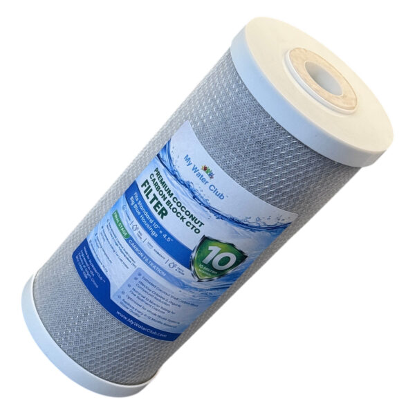 Premium Coconut-Shell Carbon Block Water Filter Cartridge, 10″ × 4.5″ Big Blue, 10 Micron — Chlorine, Taste, Odor & VOC Reduction — SKU CACB-10BB