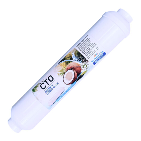Premium Coconut Carbon Block Inline Filter — 5 Micron, 10″ × 2″, 1/4″ Quick-Connect — SKU CB5-QC14