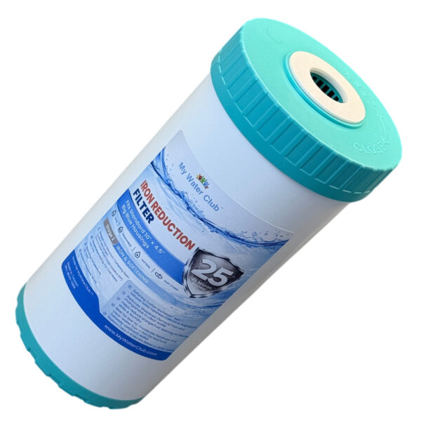 Iron Reduction Water Filter Cartridge Big Blue with Softening Resin. Reduces dissolved iron, manganese and hardness, 10″ x 4.5″