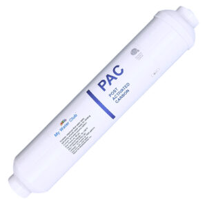 Inline Coconut-Shell Carbon Post Filter — Final Stage, 10″ × 2″, 1/4″ & 3/8″ Tubing Options — SKU PAC-QC