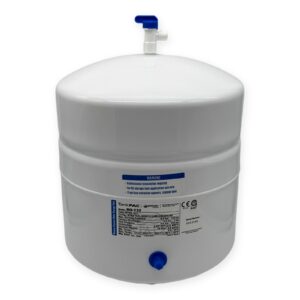 RO Storage Tank with Stand & Ball Valve — 4.5 Gallon Total Volume, Approx. 3.2 Gallon Usable Capacity, 1/4″ Connection — SKU RO-TANK-132
