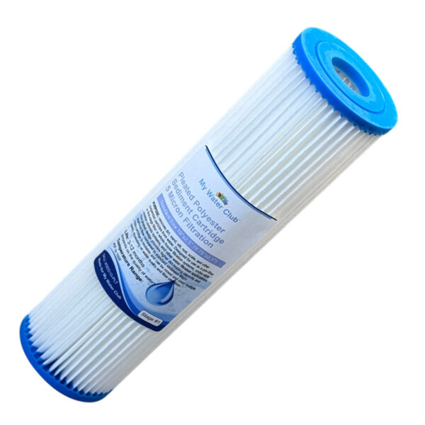 5-Micron Reusable Pleated Sediment Water Filter Cartridge, 10″ × 2.5″ — High-Capacity Well Water Prefilter, SKU: SED5-PLT